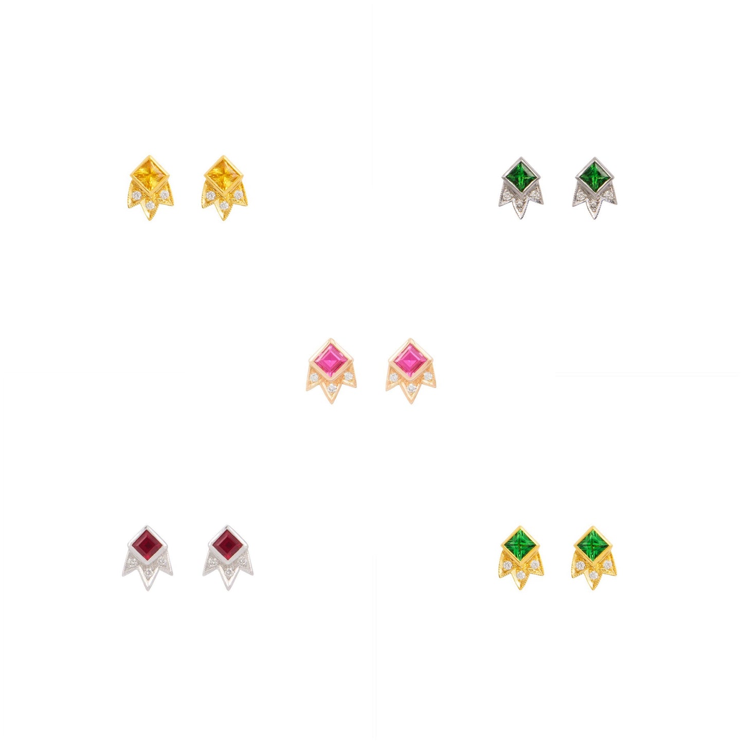 Starburst Stud Princess Cut Earring