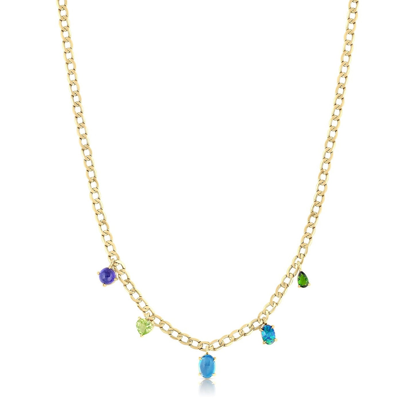 5 Stone Curb Chain Gemfetti Necklace