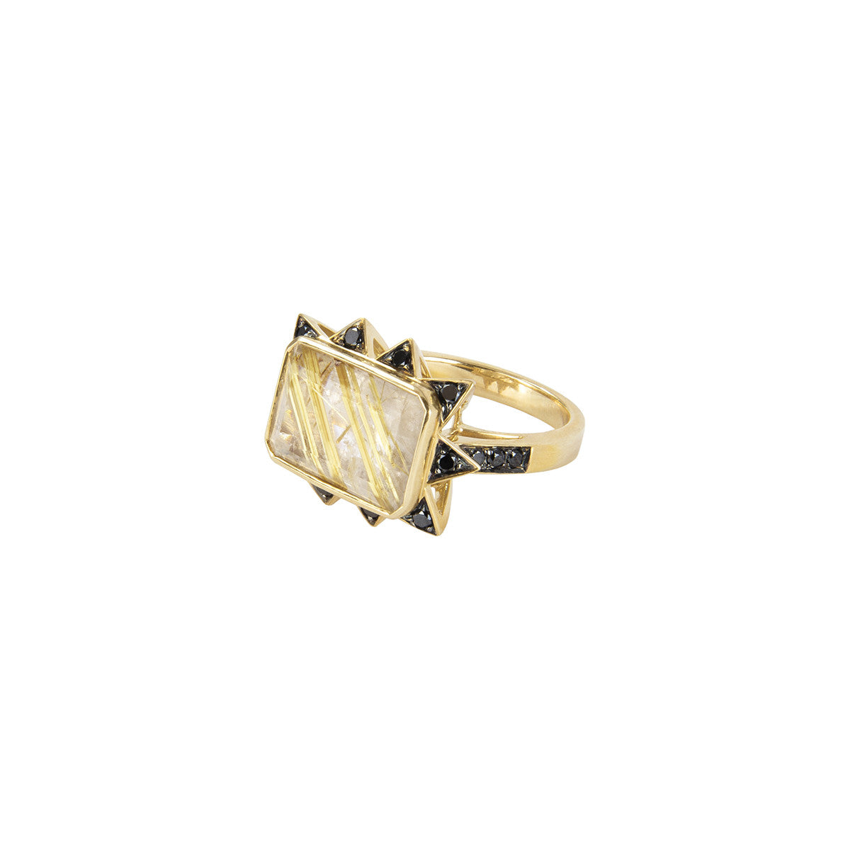 Rutile Starburst Rectangular Ring