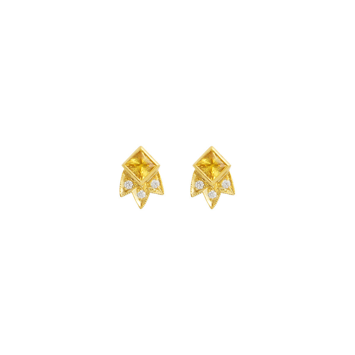 Starburst Stud Princess Cut Earring