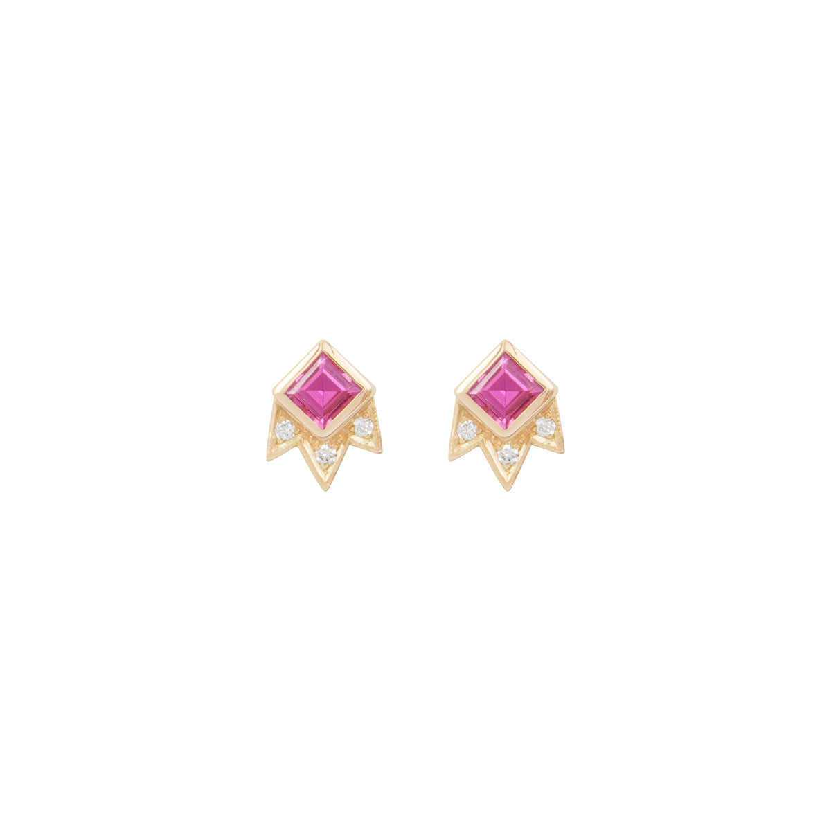 Starburst Stud Princess Cut Earring