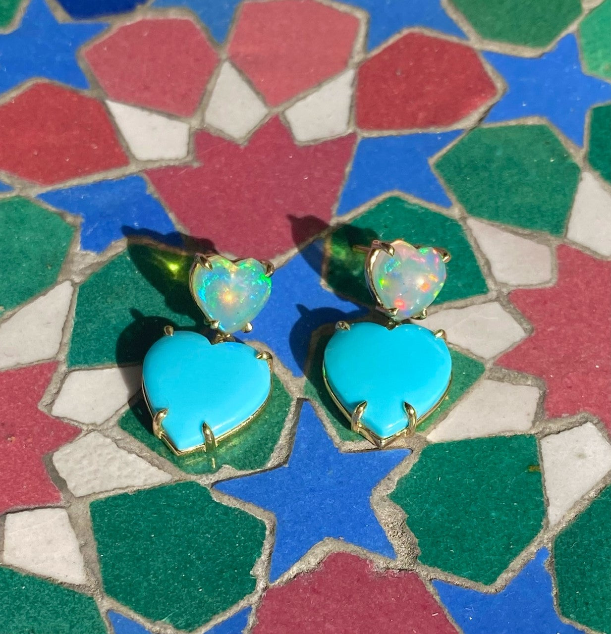 Double Heart Gemfetti Earring